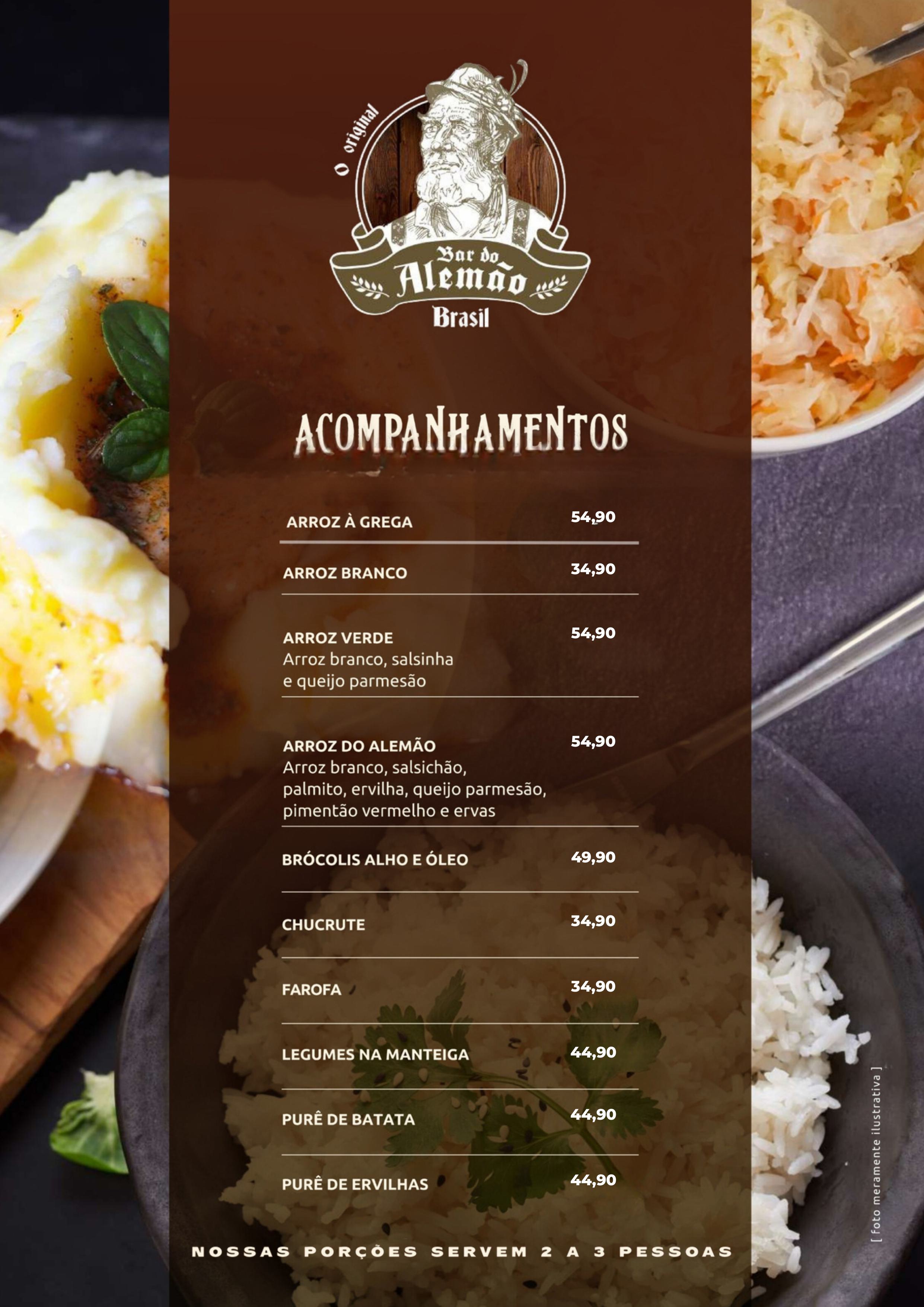 Cardápio Bar do Alemão - Alphaville, Lapa e Vila Olímpia